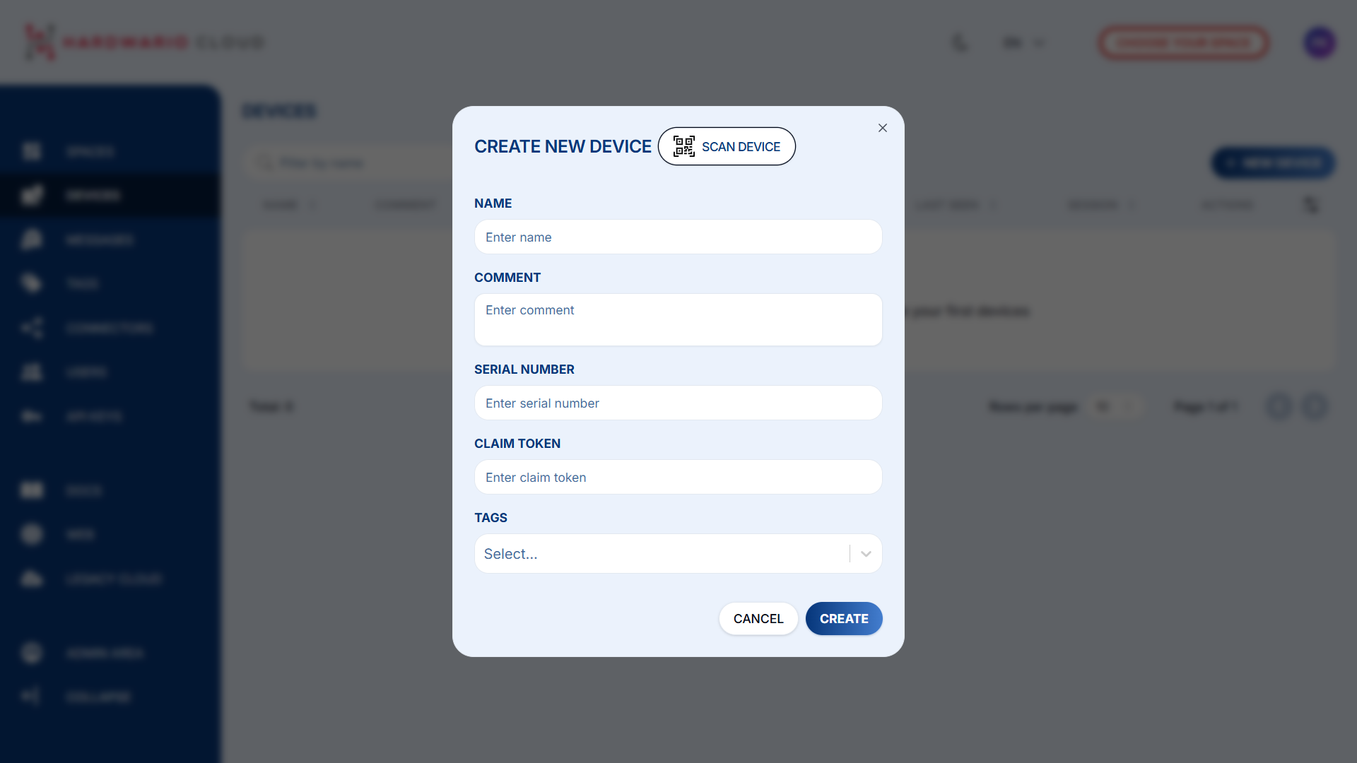 Cloud - Enter Device Details